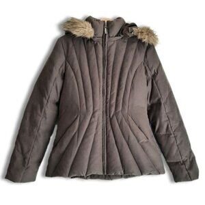 RW&CO. Down Insulated Puffer Winter Jacket Quilted Short Coat w/ Hood Brown Sz S